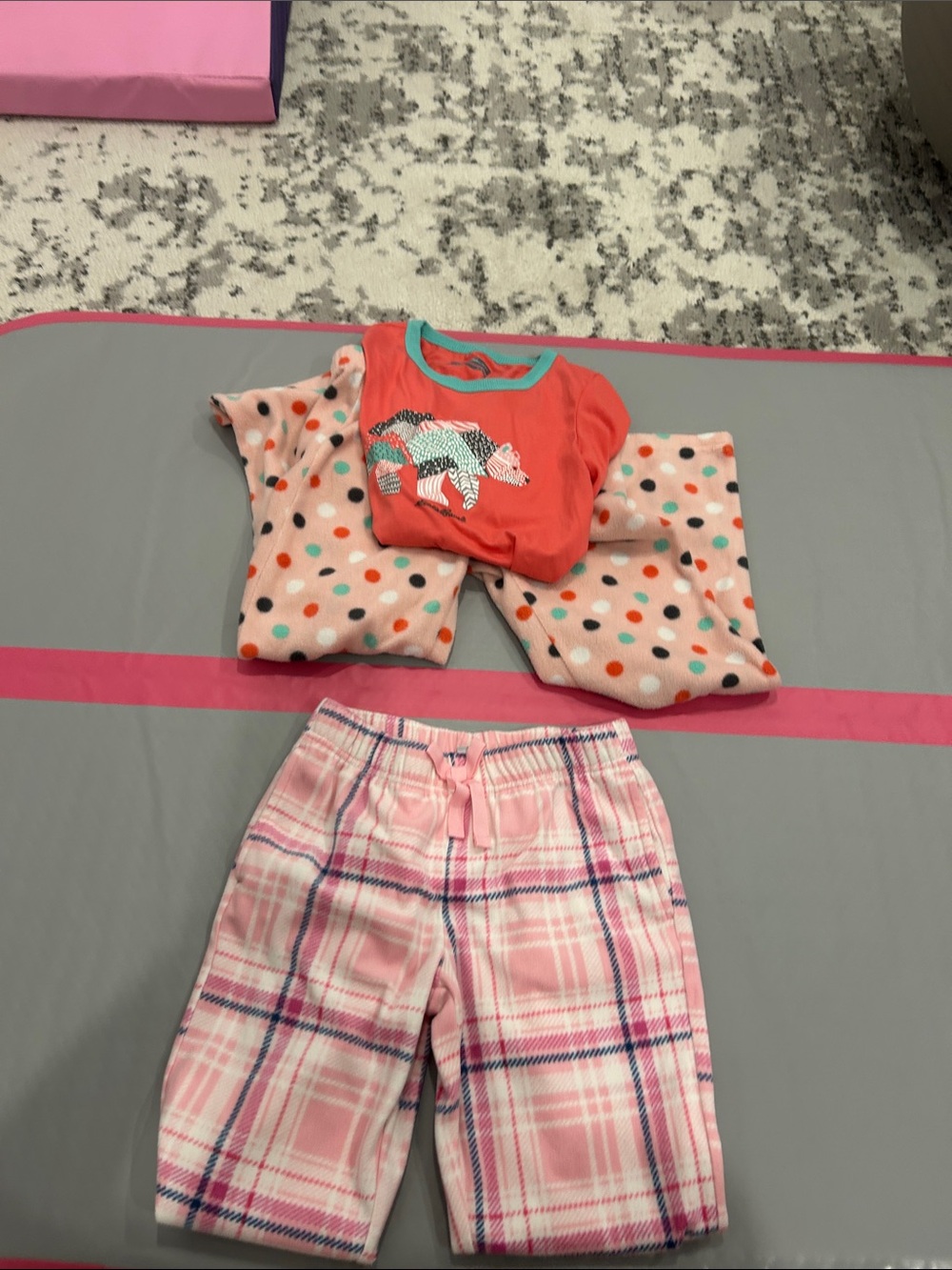 Girls' Coral Fox Top and Pink Plaid Pajama Set